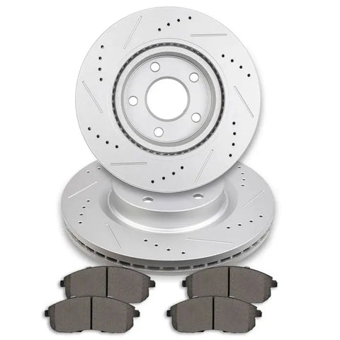 Front Drill & Slot Brake Discs Rotors And Ceramic Pads For 07-13 Nissan Altima ECCPP
