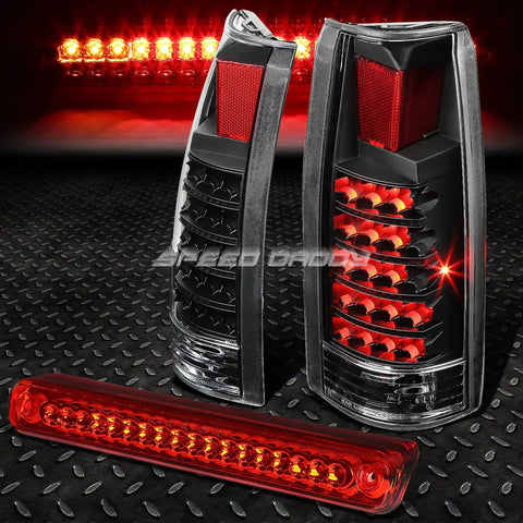 Full Led Black Clear Tail+Red 3Rd Brake+Cargo+Reverse Light 88-00 Gm C10 C/K Speed Daddy