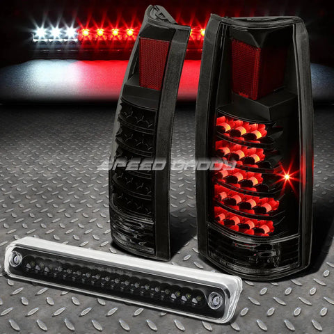 Gmt400 C10 C/K Black Lens Rear Led Bulbs Tail Light+3Rd Brake/Stop Lamp Speed Daddy