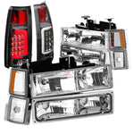 Gmt400 Chevy C10 Chrome 8Pc Headlight+Bumper+Signal+Smoked 3D Led Tail Light DNA MOTORING