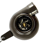 Gun Metal Spinning Turbine Mini Turbo Charger Turbocharger Metal Keychain Ring DNA MOTORING