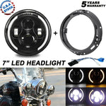 Halo 7" Led Motorcycle Headlight + Ring Mount For Harley Road King Electra Glide EB-DRP
