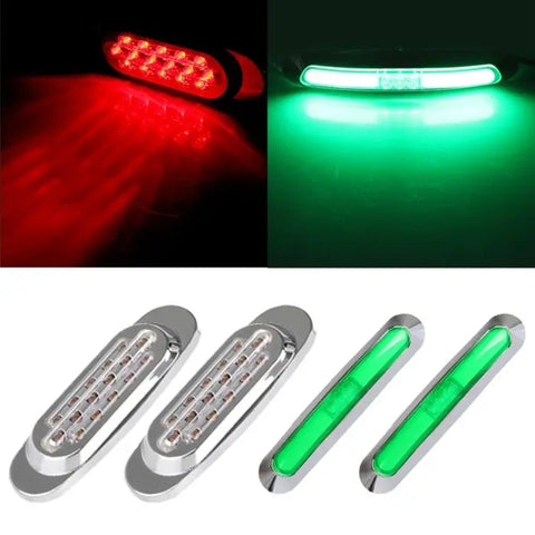 High quality 2x Green + 2x red Side Marker Light stop turn tail rear signal lamp ECCPP