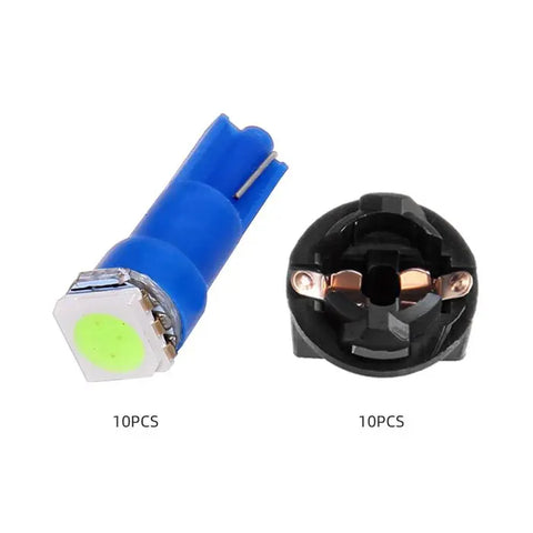 Ice Blue Wedge T5 LED Running Light Bulb 1SMD 5050 Chips With 3/8" 9mm Twist Lock Socket Fit 1994-2001 Dodge Ram 1500 5.9L 3.9L | 10 Pcs ECCPP