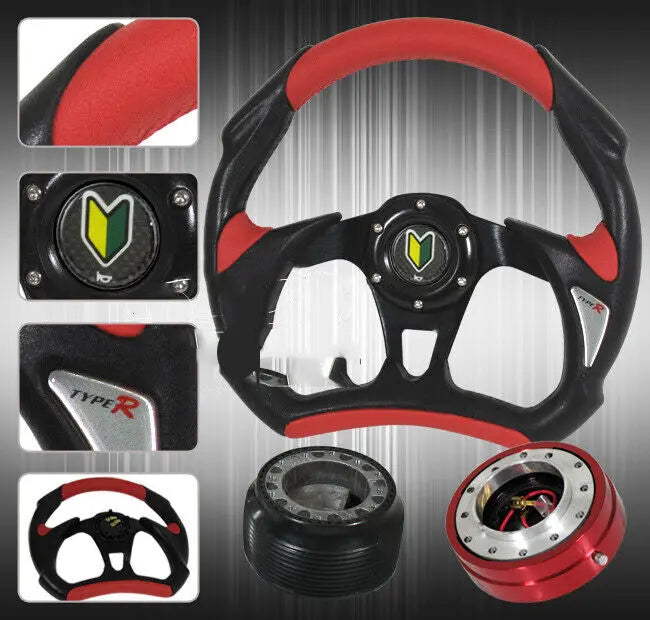 Integra Civic Crx Steering Wheel+Hub Adapter+Slim Quick Release+Newbie