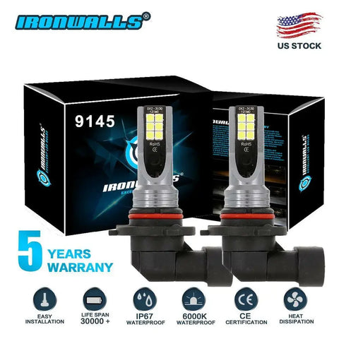 Ironwalls 9005 Hb3 H10 9140 9145 Led Headlight 6000K 330000Lm Bulbs Super Bright EB-DRP