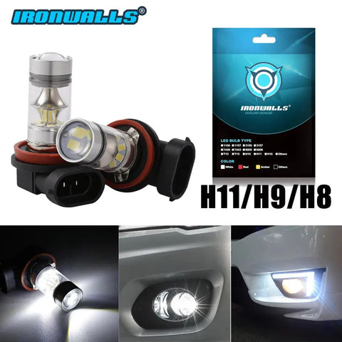 Ironwalls H11 H8 H9 Led Fog Light Bulbs Car Driving Lamp Drl 6000K White 4000Lm EB-DRP