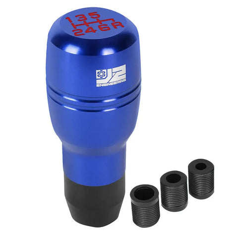 J2 Aluminum Barrel Cylindrical 6-Speed MT Blue Shift Knob w/M8/M10/M12 Adapter DNA MOTORING