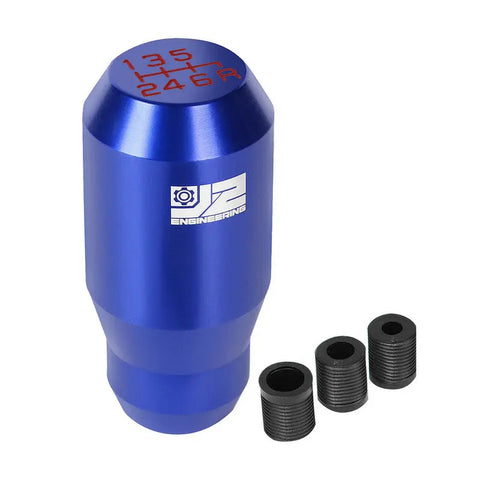 J2 Aluminum Cylindrical Shape 6-Speed MT Blue Shift Knob w/ M8/M10/M12 Adapter DNA MOTORING