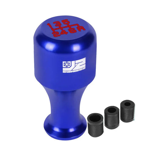 J2 Aluminum Cylindrical Style 6-Speed MT Blue Shift Knob w/M8/M10/M12 Adapter DNA MOTORING