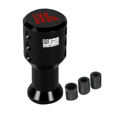 J2 Aluminum Goblet Style 6-Speed MT Black Shift Knob w/ M8/ M10/ M12 Adapter DNA MOTORING