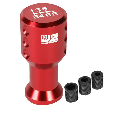 J2 Aluminum Goblet Style Design 6-Speed MT Red Shift Knob w/M8/ M10/ M12 Adapter DNA MOTORING