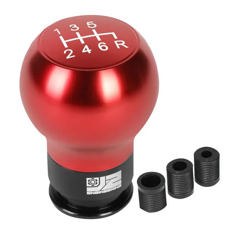 J2 Aluminum Teardrop Design 6-Speed MT Red Shift Knob w/ M8/ M10/ M12 Adapter DNA MOTORING