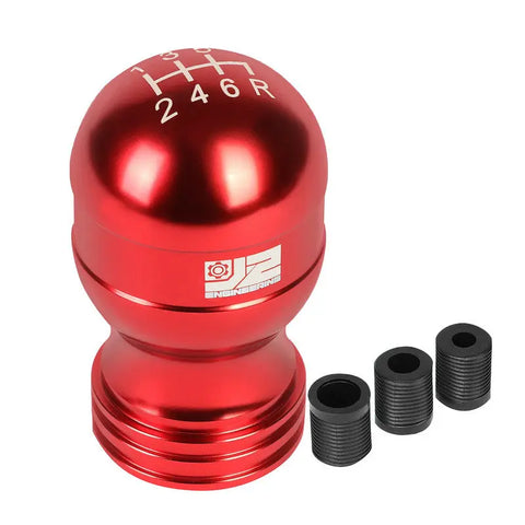 J2 Aluminum Teardrop Shape 6-Speed MT Red Shift Knob w/ M8/ M10/ M12 Adapter DNA MOTORING