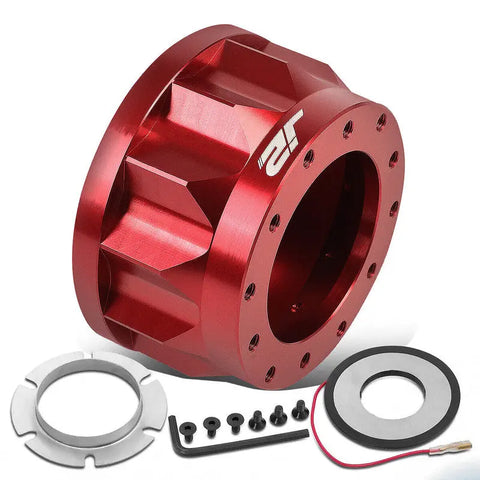 J2 Miata Accent Forte 6-Hole/Bolt 2" Height Steering Wheel Hub Adapter Red DNA MOTORING
