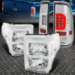 [Led C-Bar]2011-2016 Ford Super Duty Chrome Tail Light+Clear Side Headlight Speed Daddy