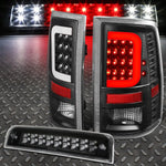 [Led C-Shape Bar]2009-2017 Dodge Ram Black Tail Light+Third 3Rd Brake Lamp Speed Daddy