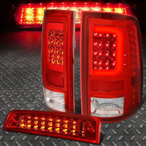[Led C-Shape Bar]2009-2017 Dodge Ram Red Tail Light+Third 3Rd Brake Lamp Speed Daddy
