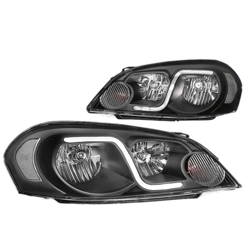 [Led Drl]  06-16 Chevy Impala/Limited Black Clear Headlight/Lamp Replacement DNA MOTORING