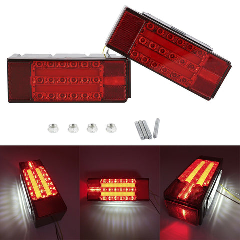 NEW LED Red Trailer Boat Rectangle Stud Stop Turn Tail Lights Waterproof IP68 F1 RACING