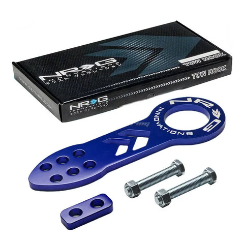 Nrg 10Mm 2.25"Opening Aluminum Blue Racing Towing Tow Hook Front+Bolts Kit DNA MOTORING