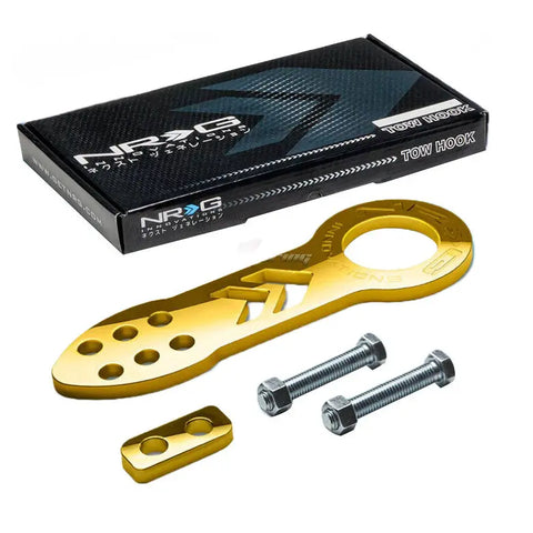 Nrg 10Mm 2.25"Opening Aluminum Gold Racing Towing Tow Hook Front+Bolts Kit DNA MOTORING