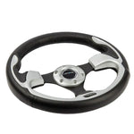Nrg 320Mm Pilota Series Jdm Racing/Sport Leather Steering Wheel Silver Inserts DNA MOTORING
