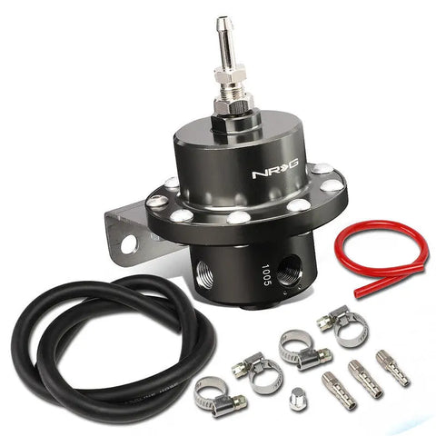 Nrg Frg-200Bc Double Diaphragm Adjustable Fuel Pressure Regulator Kit W/Hoses DNA MOTORING