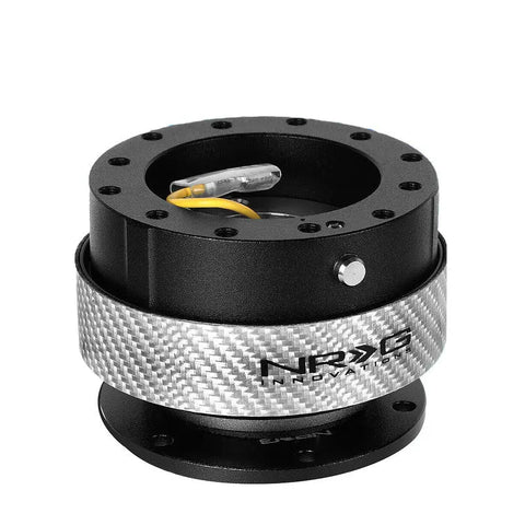 Nrg Srk-200Bk-Sc Aluminum Steering Wheel Quick Release Adapter Carbon Fiber Ring DNA MOTORING