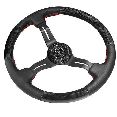 Nrg St-010Cfrs 12" Od 1.5" Deep Dish Carbon Fiber Black Leather Steering Wheel DNA MOTORING