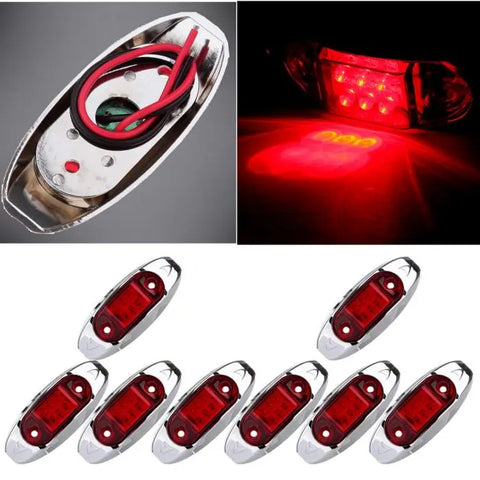 Pack of 8 Red Motorcycle Truck Trailer Boat RV ATV Side Light 6 Diodes 2 Wire ECCPP