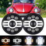 Pair 7Inch Led Headlights Hi/Lo Beam Projector For Vw Beetle Classic 1967-1979 EB-DRP