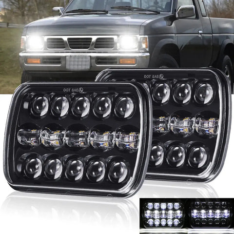 Pair 7X6" 5X7" Led Headlights Hi/Lo Beam For 1995-1997 Nissan Pickup Hardbody EB-DRP