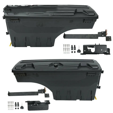 Pair Driver+Passenger Side Truck Bed Case Storage Toolbox For 2019-2021 Ram 1500 BLACKHORSERACING