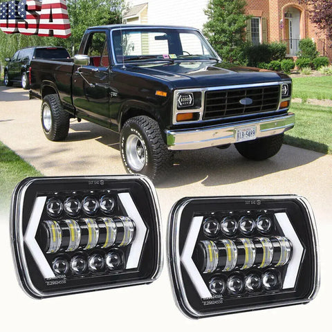 Pair For Ford F-150 1981 1982 1983 1984 7X6 5X7 Led Headlight Hi Lo Beam H6054 EB-DRP