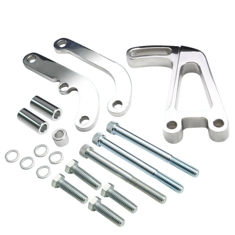 Polished Aluminum Power Steering Bracket  Chevy Sbc 265 Cannister Style Pump DNA MOTORING