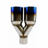 Polished Stainless 2.5" In 3.5" Out Blue Burnt Straight Cut Duo Exhaust Tip F1 Racing