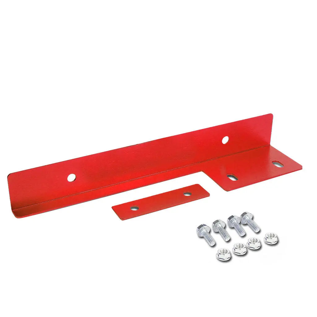 Red Aluminum Front Bumper License Plate Relocation Kit Bracket Hook To