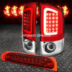 Red 3D Led Brake Tail Light+Red 3Rd Third Brake Cargo Light 02-05 Dodge Ram Speed Daddy