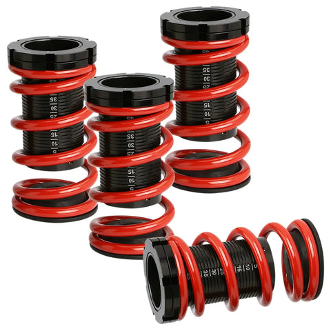 Red Adjustable 1-4" Black Perch Suspension Coilover Spring 88-00 Eg Ek Dc DNA MOTORING