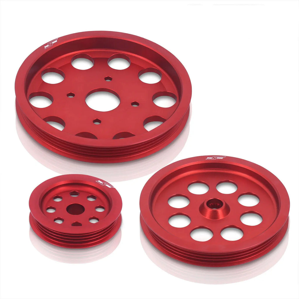 Red Jdm Crank Shaft Pulley Wheel Kit For Nissan Skyline Rb20Det Rb25Det