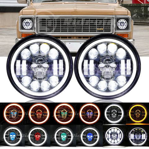 Rgb 7Inch Led Headlights Hi-Lo Beam Halo For Chevy C10 C20 Pickup G10 G20 Nova EB-DRP