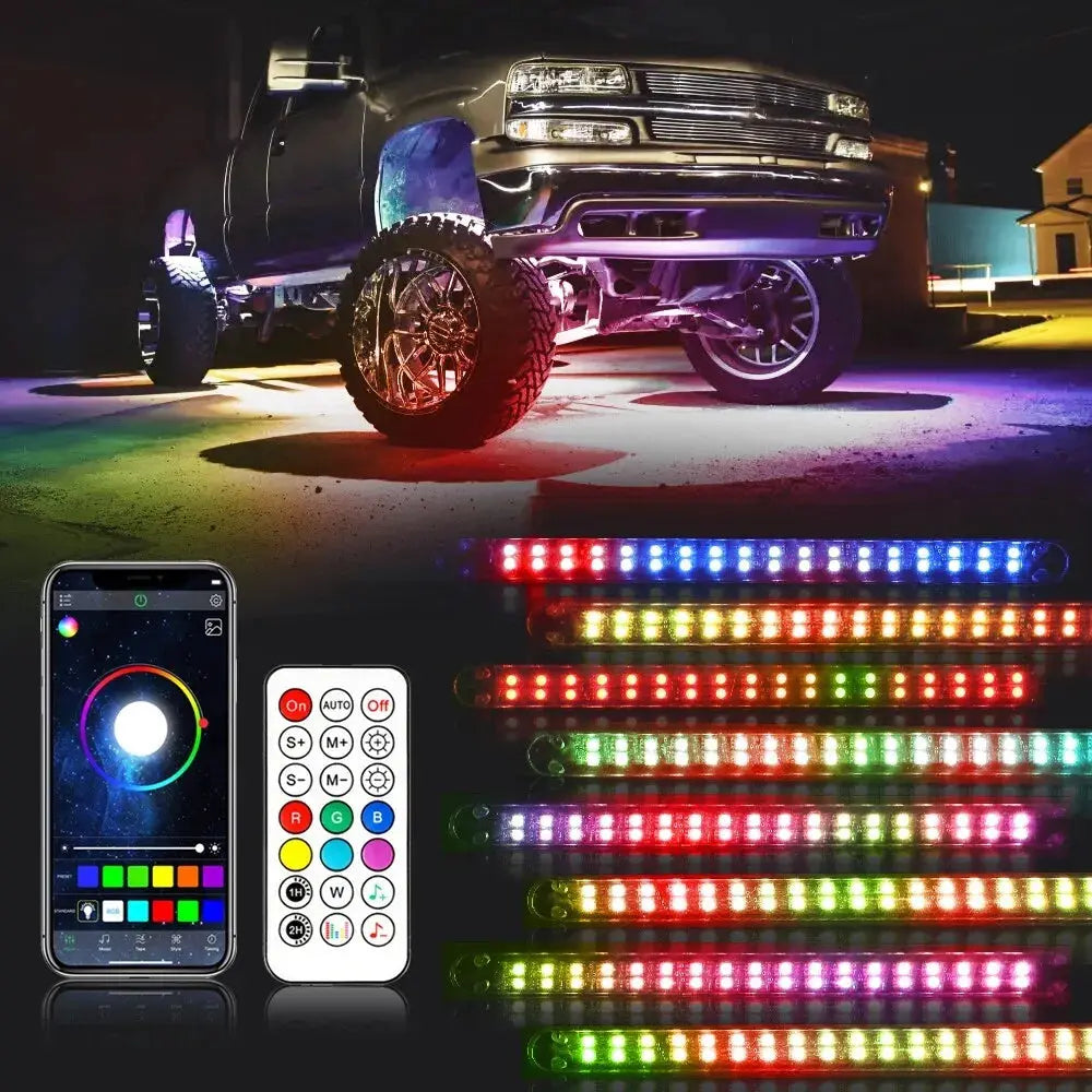 Rgb Led Lights Underbody Neon Strip Underglow Light Kit For Chevy Truc Dynamic Performance Tuning