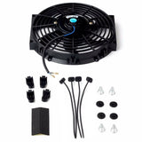SLIM PUSH PULL10" ELECTRIC RADIATOR COOLING FAN 80W 12V w/THERMOSTAT SWITCH KIT F1 Racing