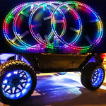 15.5" Universal Dream Chasing Colors LED Wheel Ring Lights for Truck 4pc Blue-tooth App Controlled SPELAB