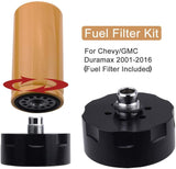 2001-2016 Chevy GMC Duramax LB7/LLY/LBZ/LMM/LML Diesel Fuel Filter & Adapter Kit Black SPELAB