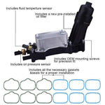 2014-2017 3.6L Engine Oil Cooler and Filter Housing Adapter gaskets Sensor Kit Replaces 68105583AF Fit for 2014-2017 Chrysler 200/300 Dodge Jeep Ram 3.6L Aluminium Silver SPELAB