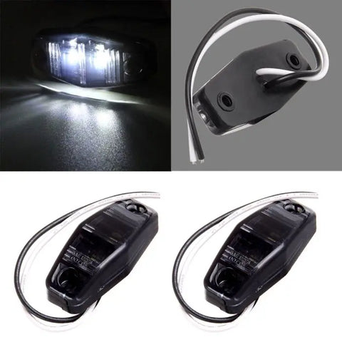 Set of 2 Sealed LED Light Smoke Cover Side Marker Trailer White Clearance Lamp ECCPP