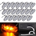 Set of 20 Clear/Amber Surface Mount Clearance Side Marker Trailer Waterproof ECCPP