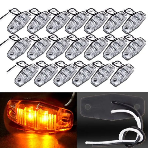 Set of 20 Clear/Amber Surface Mount Clearance Side Marker Trailer Waterproof ECCPP